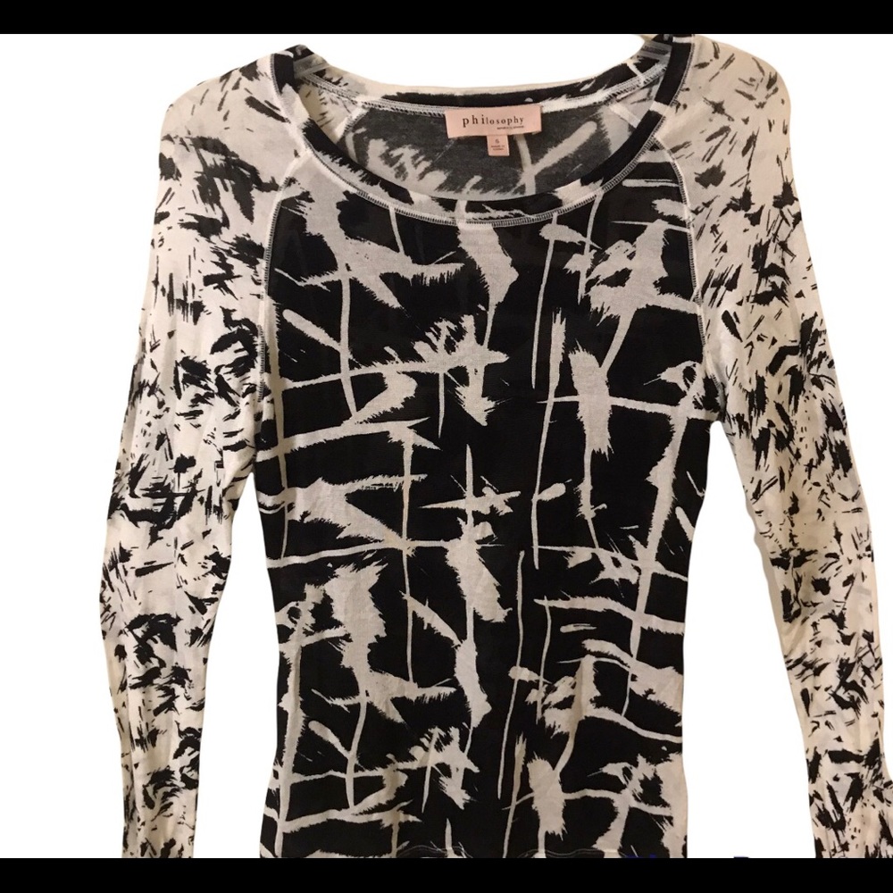 Philosophy Black & White Stretchy pullover blouse SZ SM